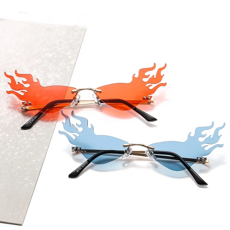 

8765 Trendy Trending Unique Sunglasses Rimless Flame Women Sunglasses