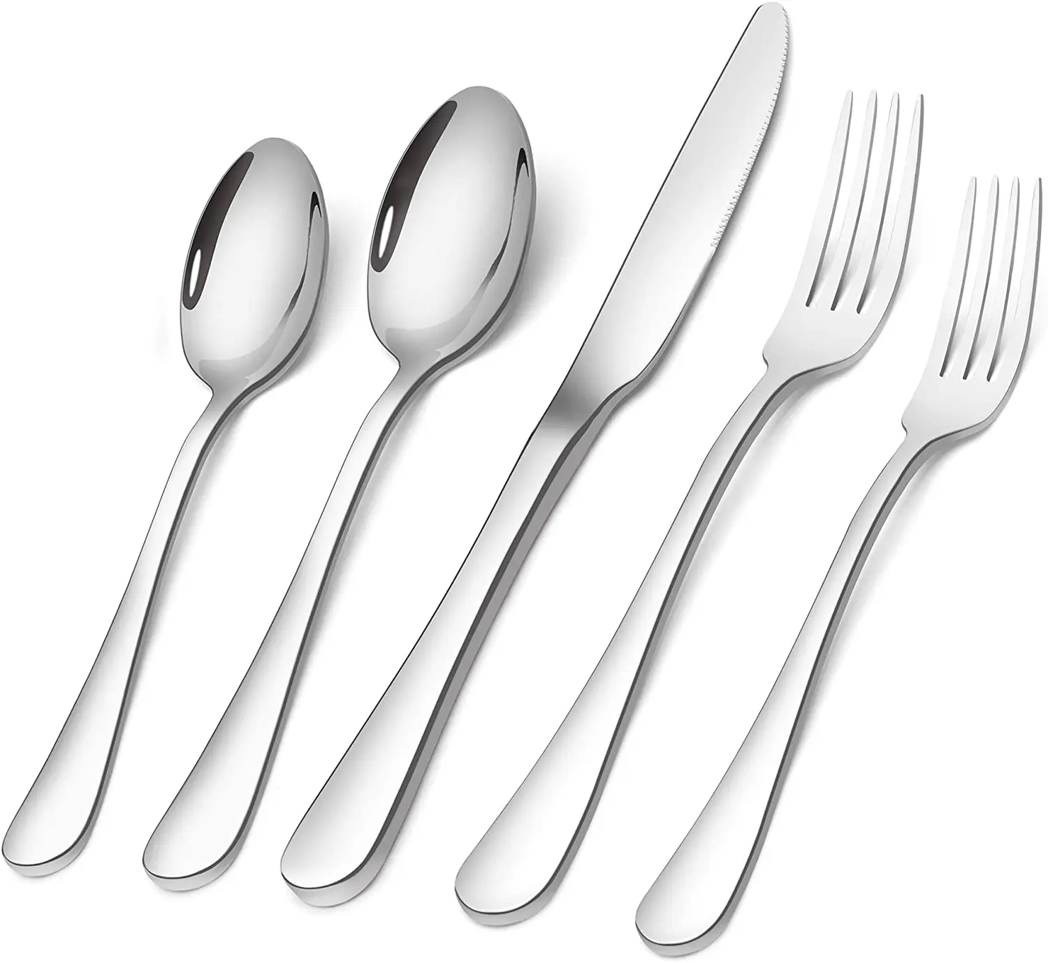 

Custom Luxury Kitchen Thick Reusable Silverware Restaurant Wedding Stainless Steel Flatware Knife Fork Spoon Cutlery Set, Silver, customizable