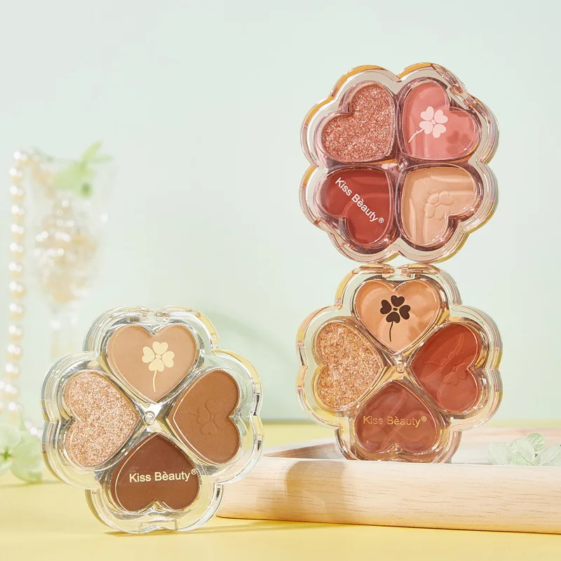 

Four-leaf Clover Four Color Eyeshadow Palette Earth Color Daily Makeup Matte Pearlescent Student Eyeshadow Nude Makeup, Mix color