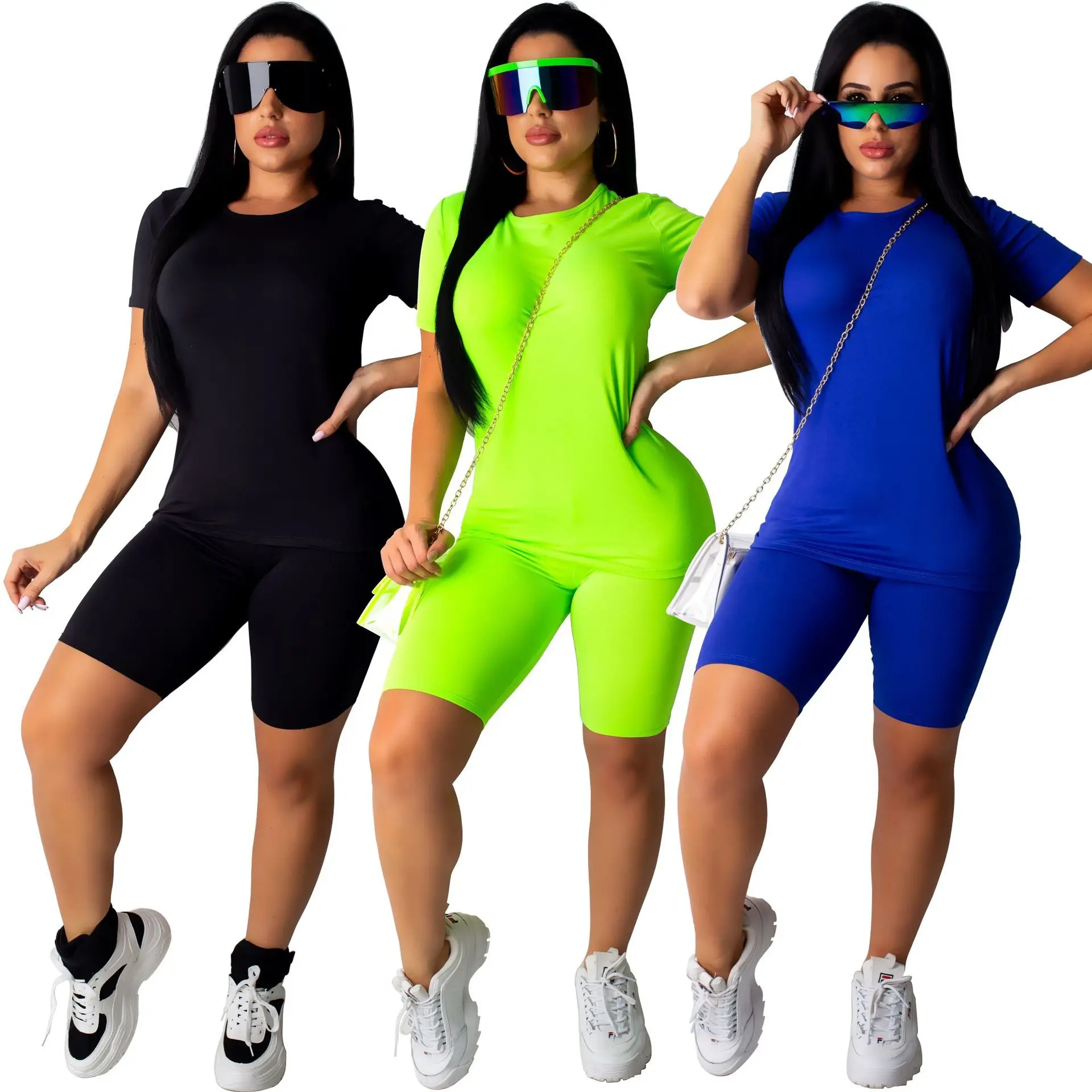 

Womens Jogging Suits Short Sleeve Top with Short Pants Jogger Set Two Piece Short Set Women Ladies Female Short Set RS00291