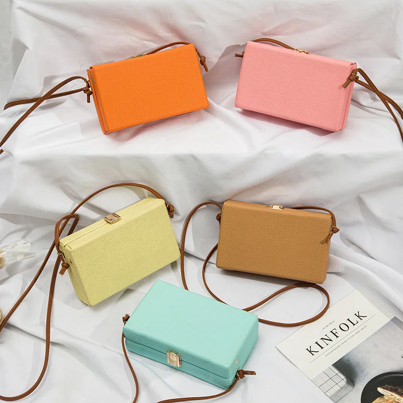 

small square bag girl 2020 new solid color student female bag shoulder bag