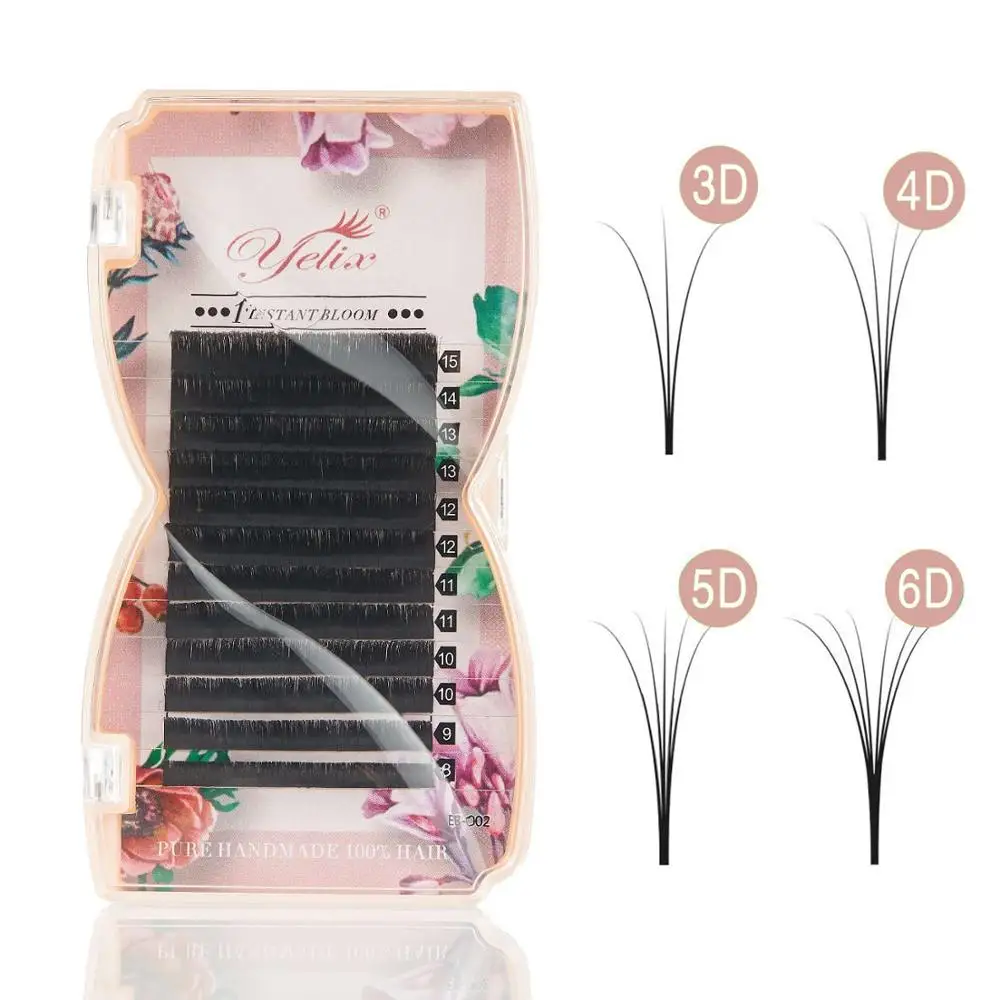 

Yelix New Arrival 1 Second Automatic Fan Volume Eyelash Extensions with Pink Butterfly Box, Black