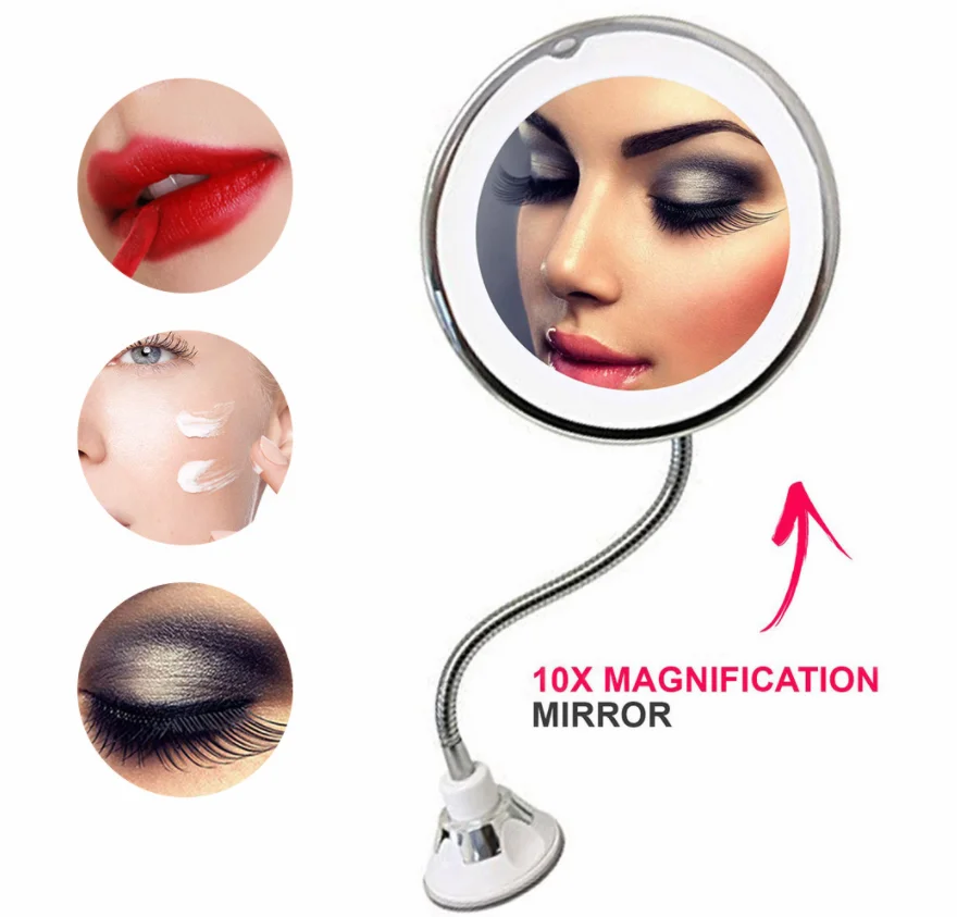 10X Magnifying 360 Degree Free Rotation Makeup Vanity Mirror LED Cosmetic make up mirror with light