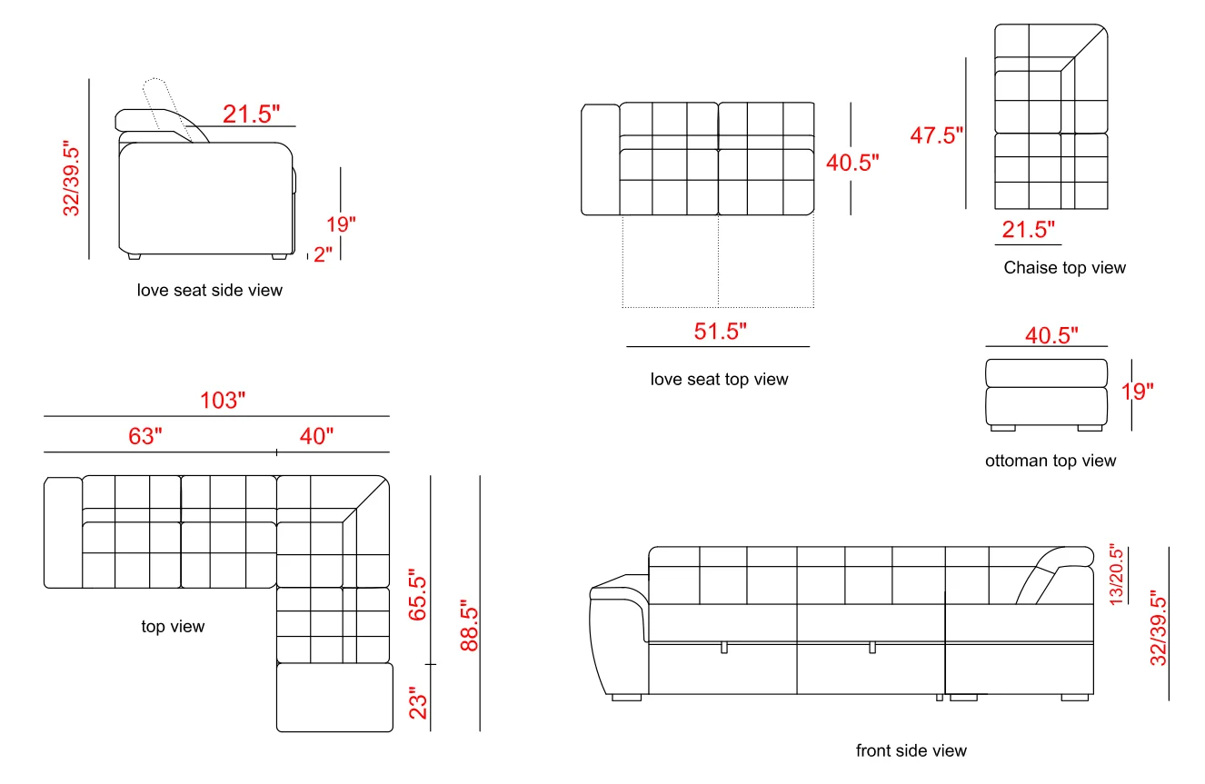 Modern Simple Sofa Bed Design Fabric 2 Seater With Chaise Space Saving