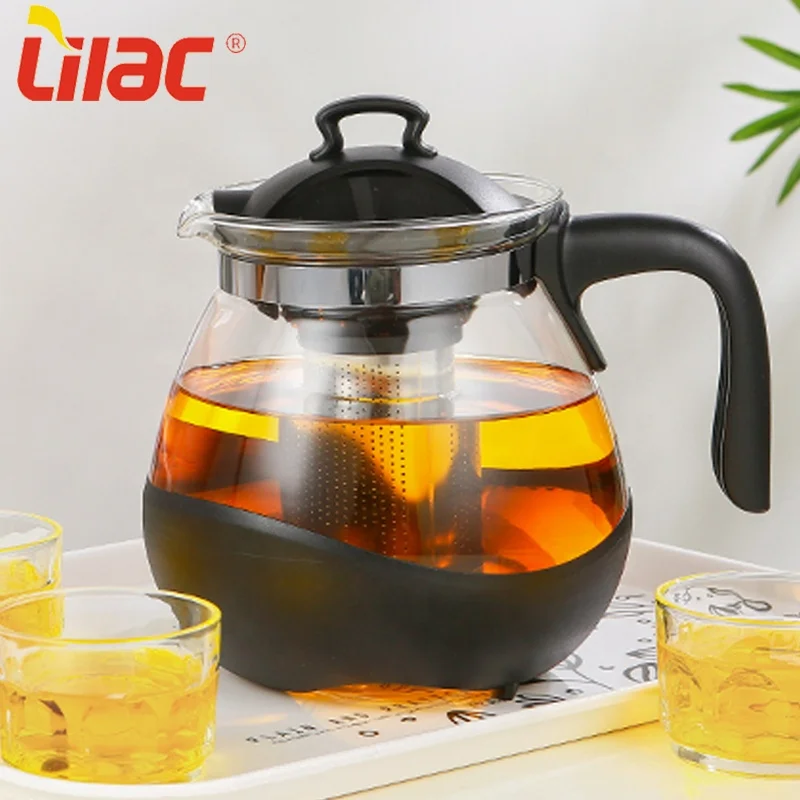 

Lilac Free Sample 1600ml/2300ml cosy decorative materials french tea pot bredmeijer tea making infuser cheap teapot with release, Black