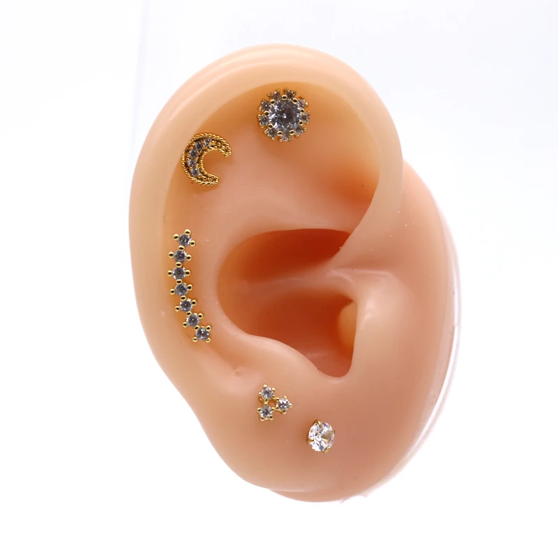 

Gaby Customized 316L Surgical Steel 3A Zircon Earring Stud Cartilage Tragus with model Piercing Jewelry, Picture