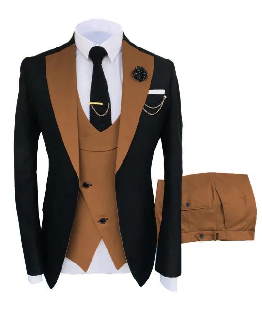 

Hot Fashion Slim Fit Blazer 3 Pcs Two-piece Set Wedding Formal Peaked Lapel Wedding Prom Terno Masculino Men's Suit