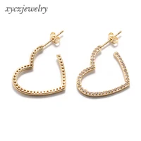 

Wholesale Fashion copper brass CZ Big heart gold plated hoop earrings