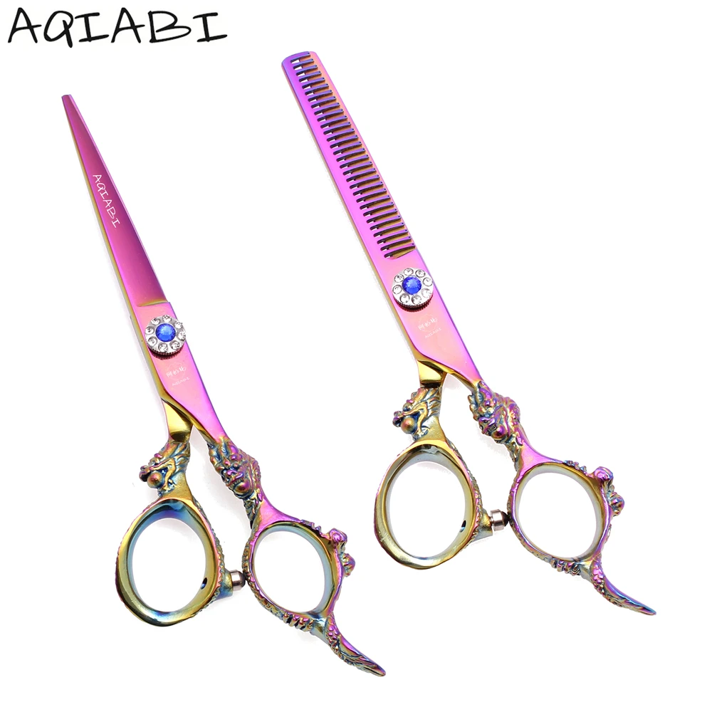 

Professional Hairdressing Scissors 5.5'' 6" AQIABI JP Stainless Hair Cutting Scissors Thinning Shears Colorful A9004, Multi-color