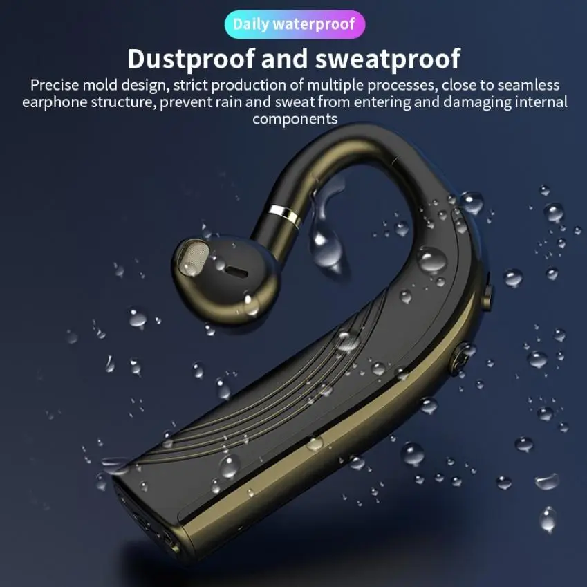 Wireless Headphones Handsfree HD Call Ear-hook Earphones Business Bluetooth 5.0 Headset With Mic For Driver Sport - ANKUX.COM