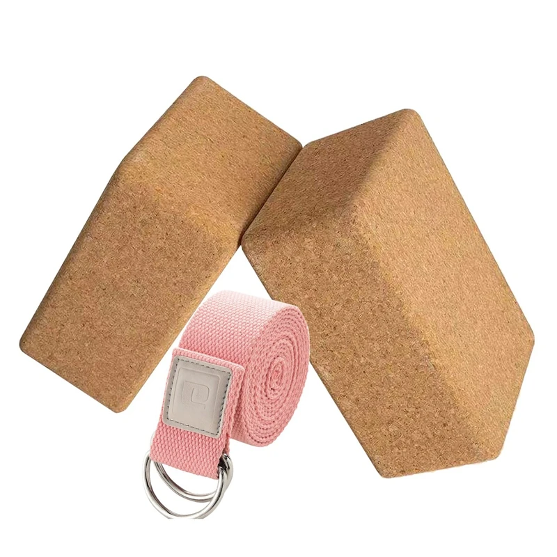 

with Strap Natural D-Ring Brick Cork Block Slip&Anti Tilt Perfect Yoga Equipment