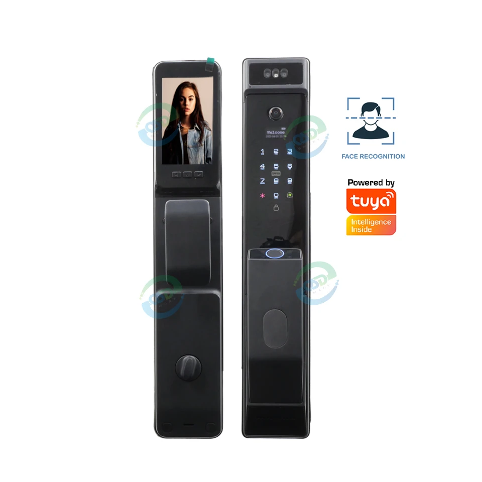 

3D Face Recognition Biometric Fingerprint Lock Full Automatic Tuya wifi App Digital Smart Door Lock with Camera Eye Scanner