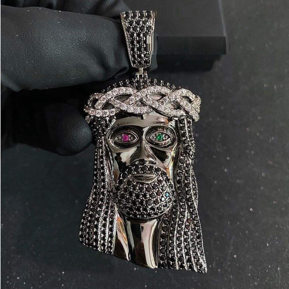 

black gold plated micro pave cz hip hop bling men Jesus piece pendant, Rose gold