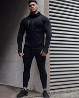 

Wholesale Zip Up Tracksuits Skin-tight Hoodie Sweatsuit Thumb Hole Jogger Suits Set Tracksuit for Men