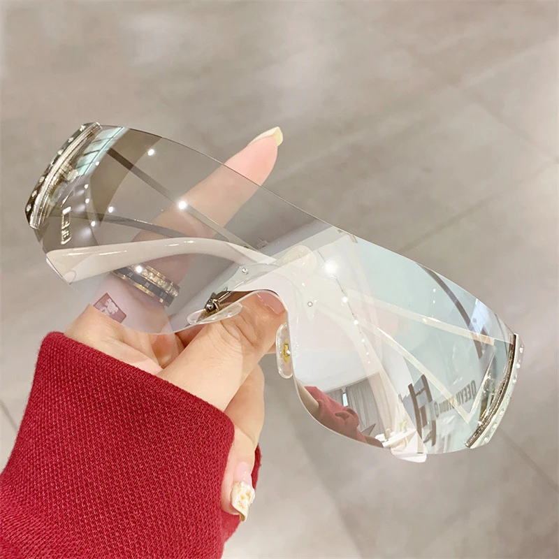 Y2K Retro One Piece Sunglasses Women Luxury Oversized Wrap Around Sun Glasses UV400 Ladies 2023 New Fashion Eyewear Shades