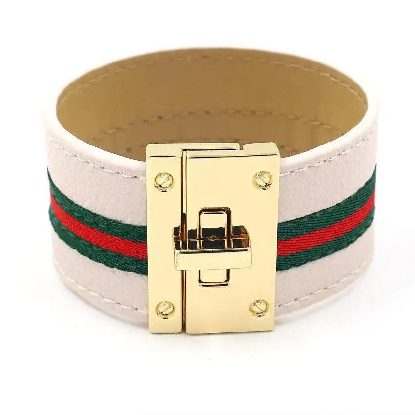 

2020 European and American fashion jewelry ladies new PU leather wide bracelet, Black,red,coffee,gray,beige