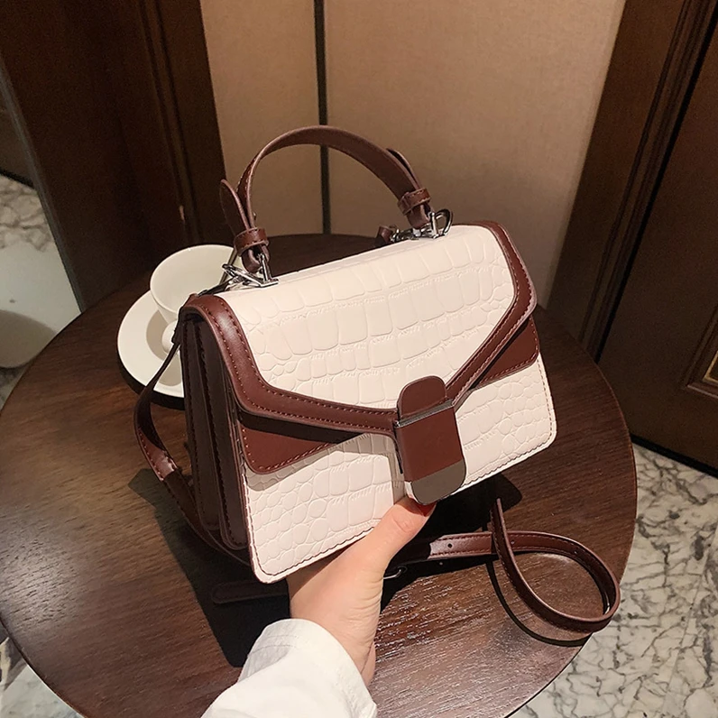 

XP1451 new crocodile pattern tide fashion simple shoulder bag messenger small square bag