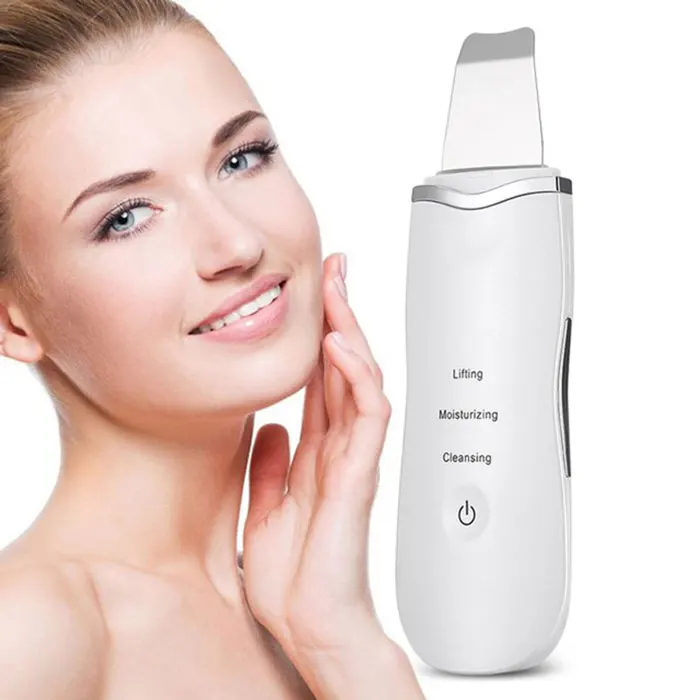 

Newest arrival wireless charging skin tightening deep facial cleaner ultrasonic skin facial scrubber, White ,black