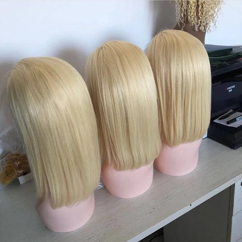 

Pink Blue Orange Yellow Unprocessed Virgin Brazilian blonde 613 lace frontal bob wig 100% human hair bob lace front wig Vendors