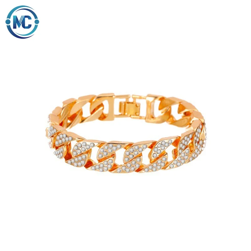 

2021 Gold Plated Iced Out Round Bracelet Mens Bracelet Fashion jewelry