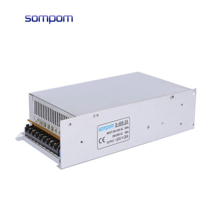 

Sompom Manufacturing IP20 24V 20A Adjusted Transformer Switching Power Supply for CCTV Camera with FCC CCC Certification