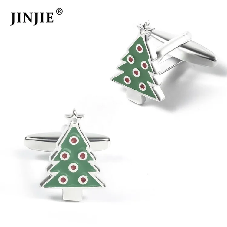 

Cheap Holiday Gift Green Christmas Tree Silver Cufflinks, Silver,gold,rose gold,gunmetal color plated