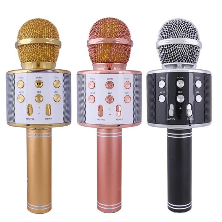 

Cheap Wireless Kids Karaoke Microphone with Speaker, Portable Handheld Karaoke Player for Home Party KTV Music Singing Playing, Gold, rose gold, black,purple