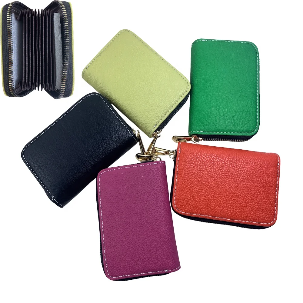 

Wholesale Fashion Leather Card Holder Business Card ID Bank Credit Card Zipper Wallet