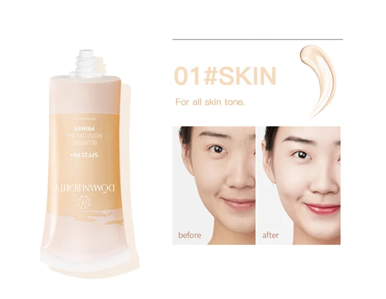 Domani Beauty 2020 Base Organic Moisture 3 Colors Brighten Sunscreen Oil Control Waterproof Makeup Wholesale Liquid Face Primer