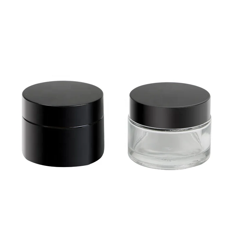 

China factory 2023 customize airtight cosmetic packaging 30g 50g amber transparent round glass cream jar for face cream