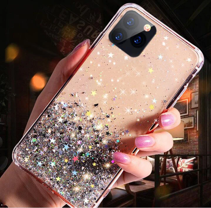 

Drop Gluing Gold Foil Soft TPU Case For iPhone 13 Mini12 11 Pro X 6 6S 7 8 Plus XR XS Max Phone Bling Star Skin Cover Coque
