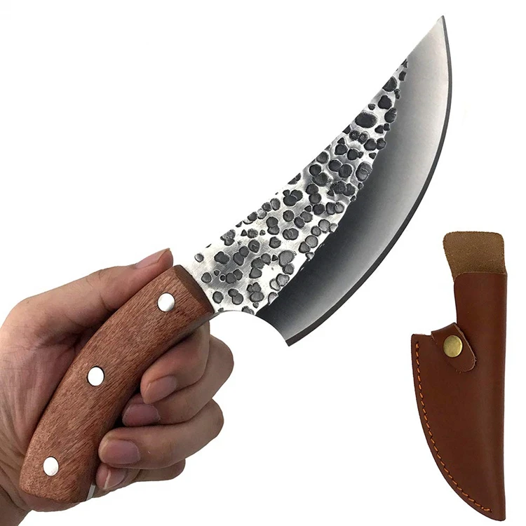 

High Carbon Stainless Steel 5.3 inch Handmade Multipurpose Kitchen Cleaver Meat Boning Knife with Sheath