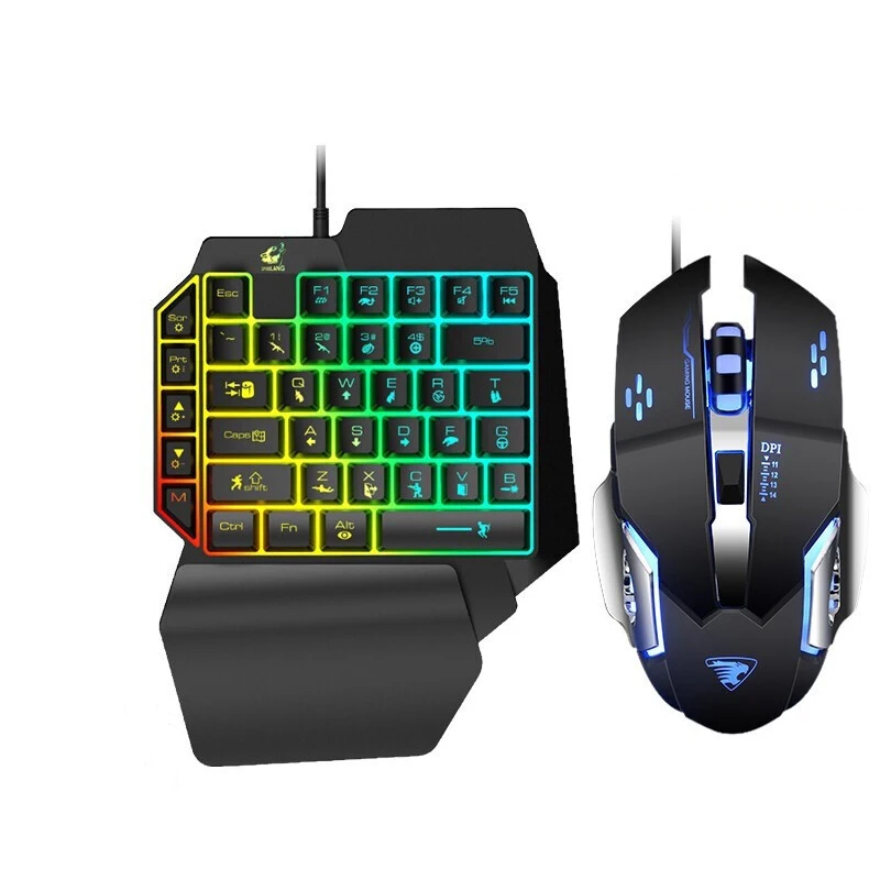 

K15 Mechanical Feel Gaming Keyboard Plus Pubg Mouse For Mobile Phone One Hand Keyboard And Mouse Set