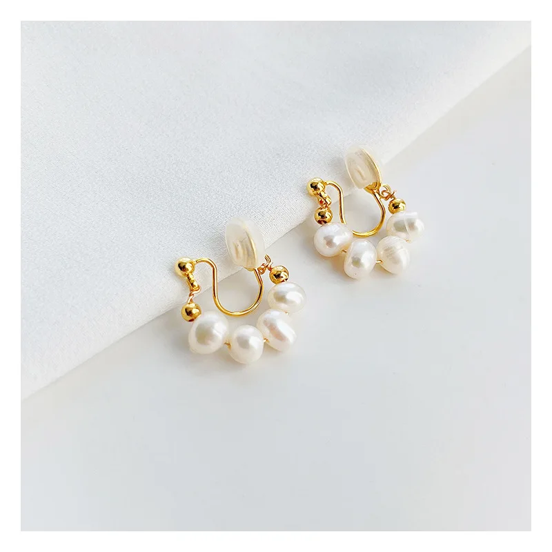 

Luxury Natural Freshwater Pearl Ear Clip Earrings Fashion Non Piercing Freshwater Pearl Clip Earrings Jewelry for Women