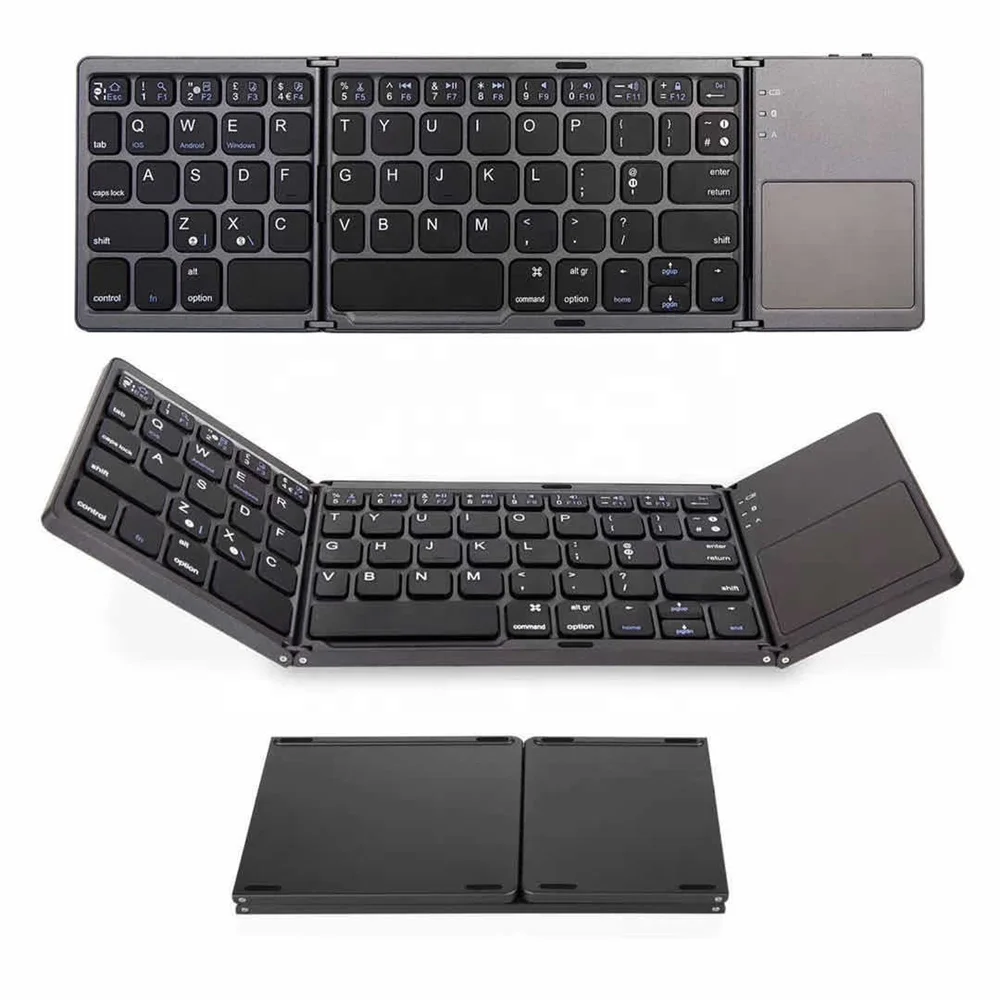 

Folding Wireless Keyboard Teclado inalambrico Teclado sem fio Kablosuz klavye Sans fil Clavier B033 with Touchpad, Black/white