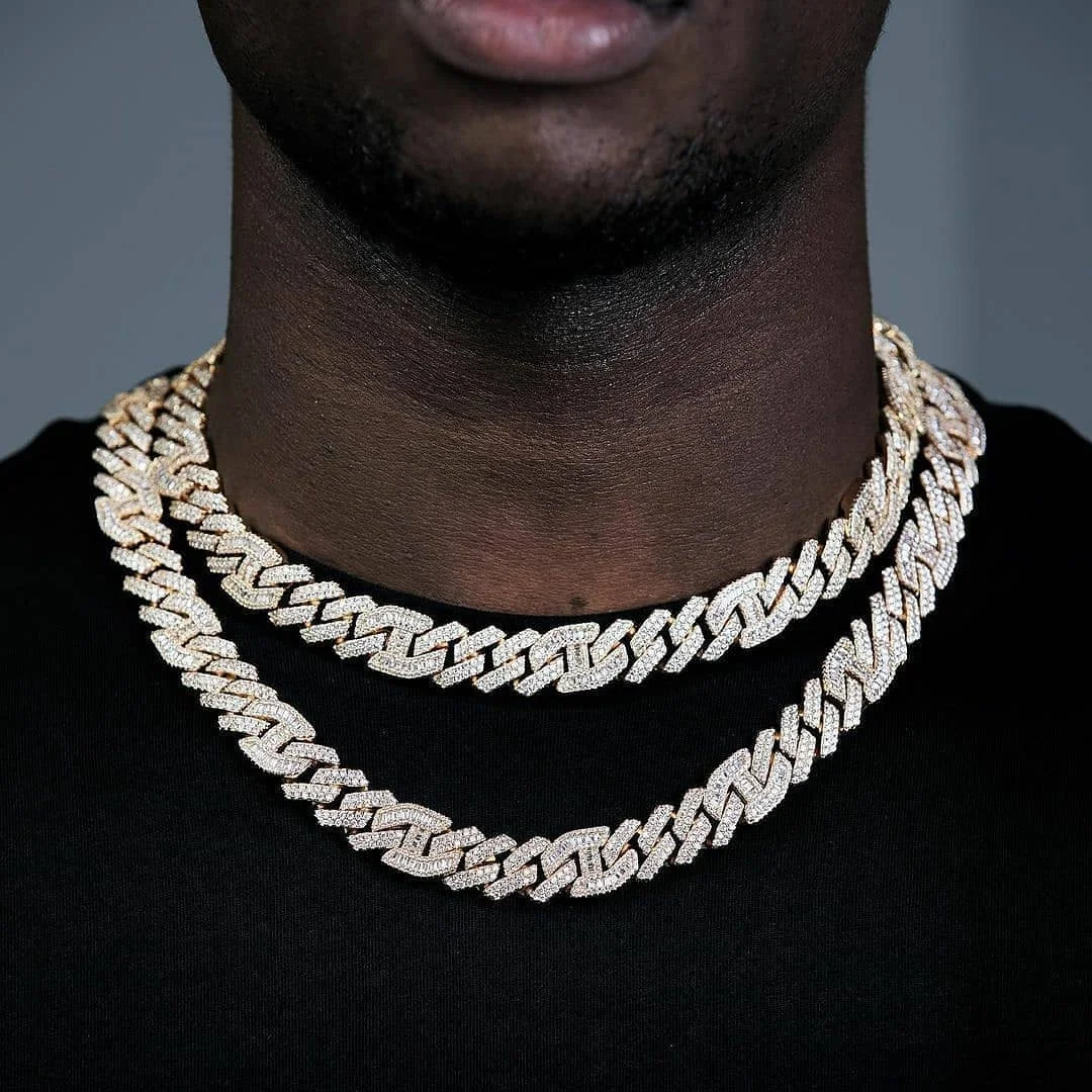 

Hip Hop Popular Gold Plated Necklace Zircon Cuban Link Chain Necklace For Men Women
