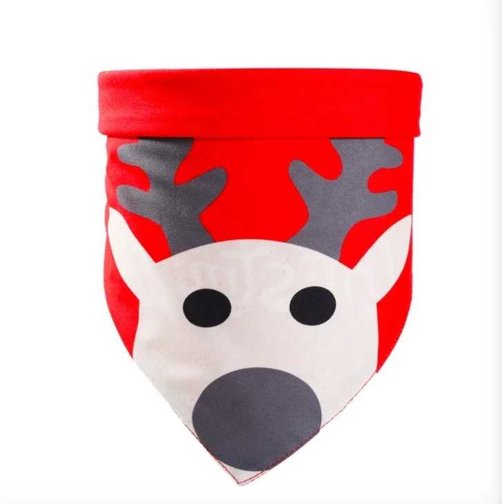 

FeiTon Wholesale Double layer sublimation print Christmas Dog Bandanas for Costume, Multicolor