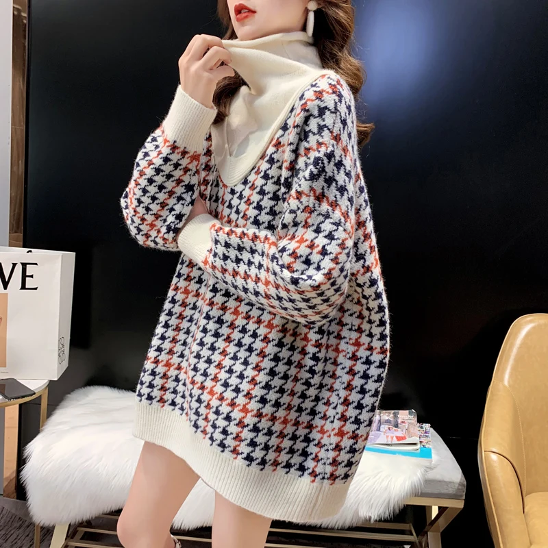 

Droma best popular women loose fashion thick coat two-piece turtleneck sweater, Picture color