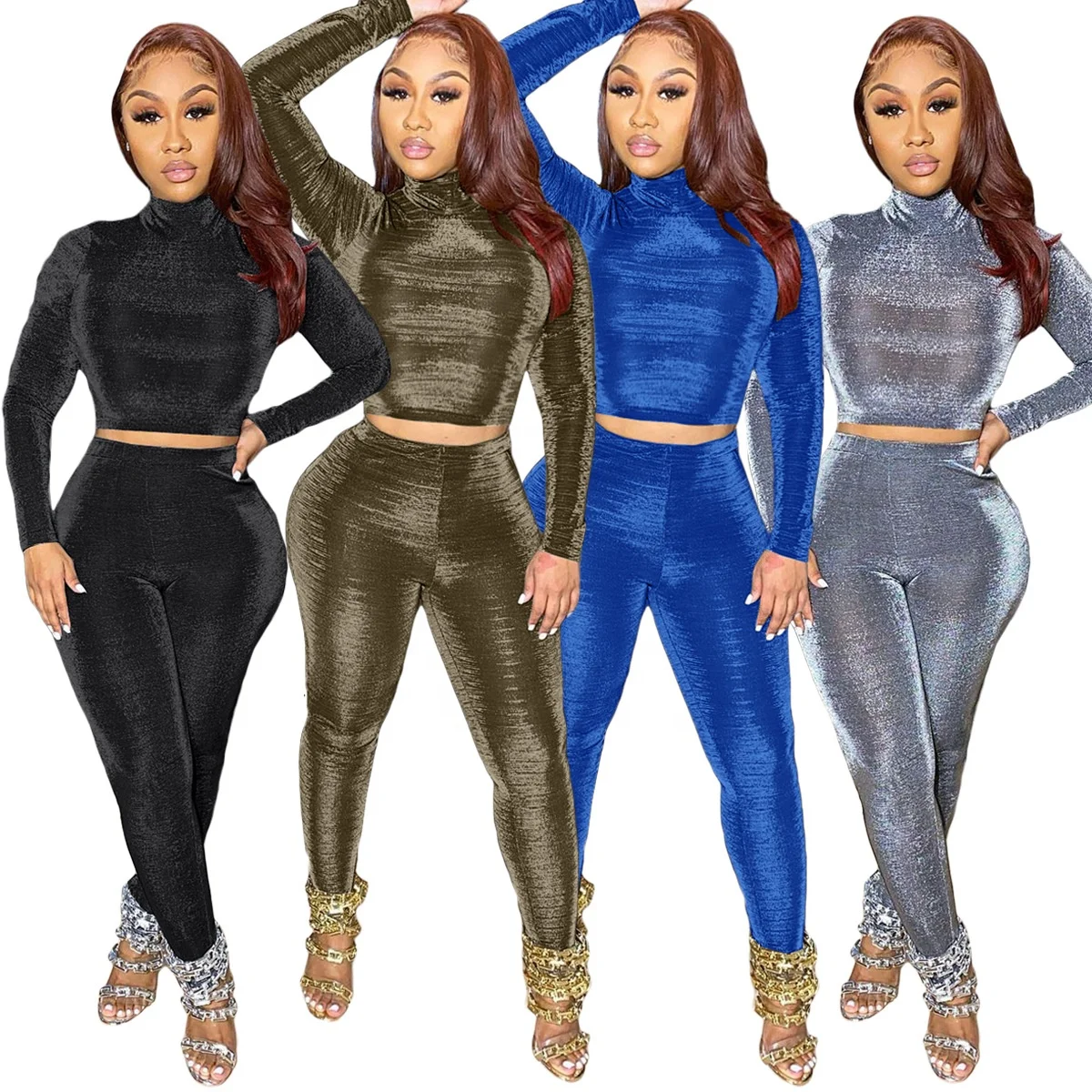 

Women Tracksuits 2021 Winter Outfits Velour Slim Sports Lounge Wear Set Two Piece Pants Set Plus Size Loungewear Sets