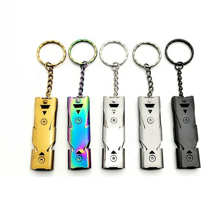 

Custom Metal Emergency Whistle Self Defense for Anti Rape Colorful Keychain Whistles for Survival Safety SOS
