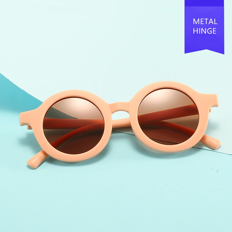 

Children's Small Round Frame Sunglasses 2021 Boys And Girls Retro Street Style Metal Shades Sunglasses, Picture shows