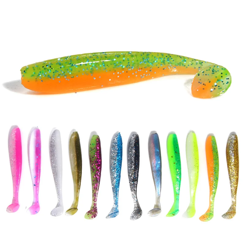 

2021 Wholesale 1.8g Fake Bait 6.5cm T Tail Mini Soft Lure For 10pcs, 2 colors