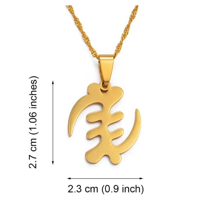 Gold Adinkra Gye Nyame Chain Necklace Ethnic Jewelry African Symbol Necklaces for Women Men
