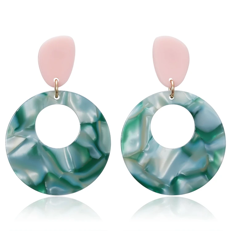 Statement Tortoise Shell Acetate Resin Acrylic Za Drop Earrings Colorful Earing Gold Geometric Earings Fashion Jewelry 2019 New