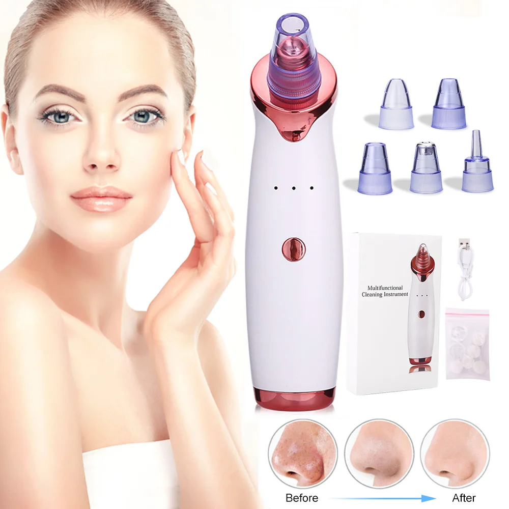 

5 heads oem face rechargeable comedo acne nose cleaner facial vacuum suction electric blackhead remover pore