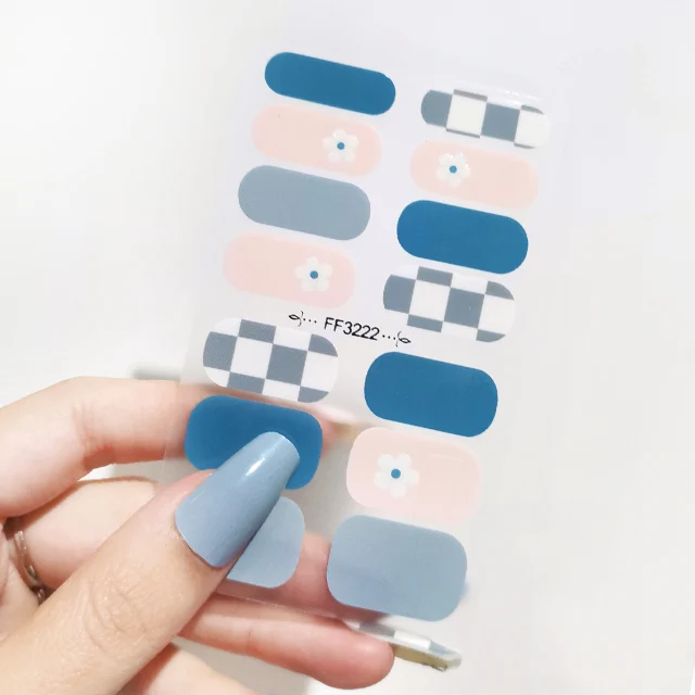 

factory supply Nail Art Stickers colorful 3D Strips Wholesale nail supplies flower heart pattern nails stickers