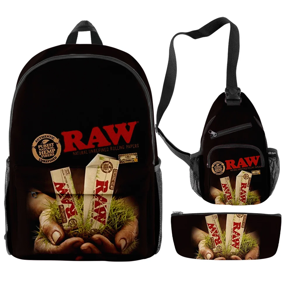 

Low MOQ 3pcs Set RAW cigar backpack 3D print RAW cigar Laptop Bag School Bag Travel Shoulder Bag, Customized color