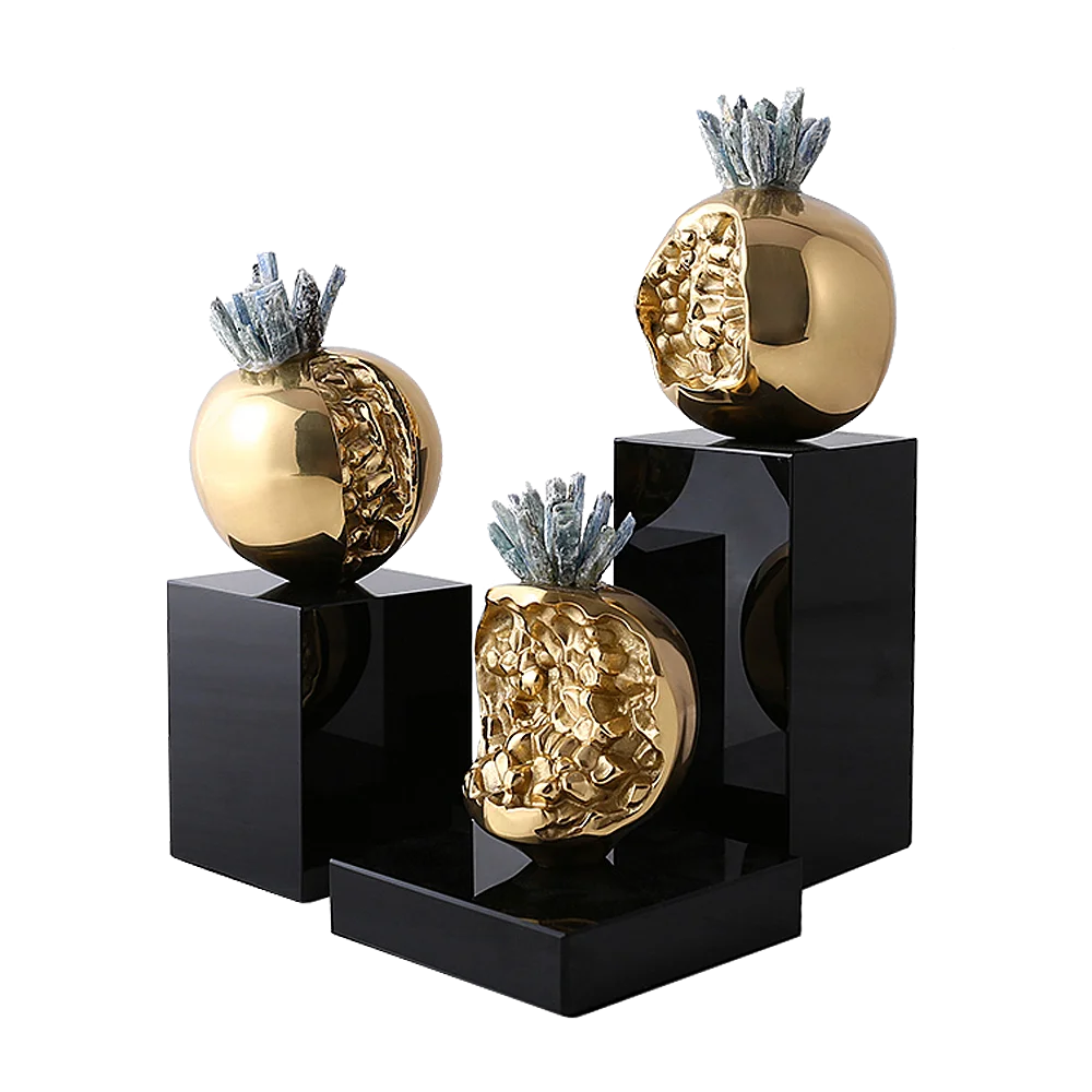 

Artificial Fake Pomegranate Fruit Shape Brass Table Decor Modern Decorations for Home Interior, Br001