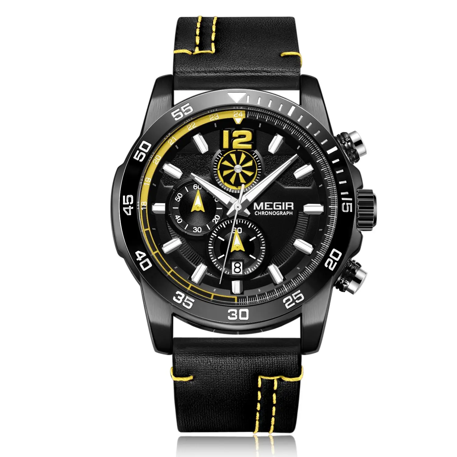 

Wholesale Megir 2131 New Arrival Fashion Chronograph Sport Watches Luxury Men Black Quartz Reloj Hombre