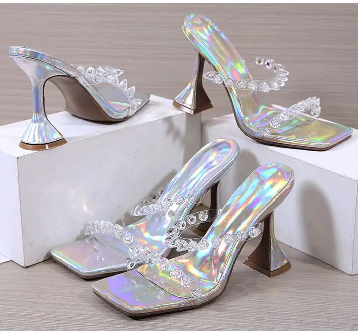 

2021 Europe&American summer new arrival women's shoes fairy style crystal fashion high-heeled sandals, Photo color or customized